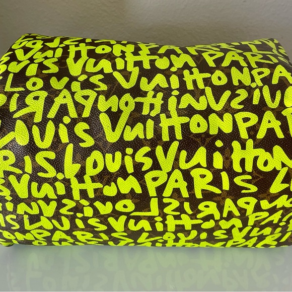Rare LOUIS VUITTON Monogram Graffiti Speedy 30 neon green LV bag Sprouse - Picture 15 of 17